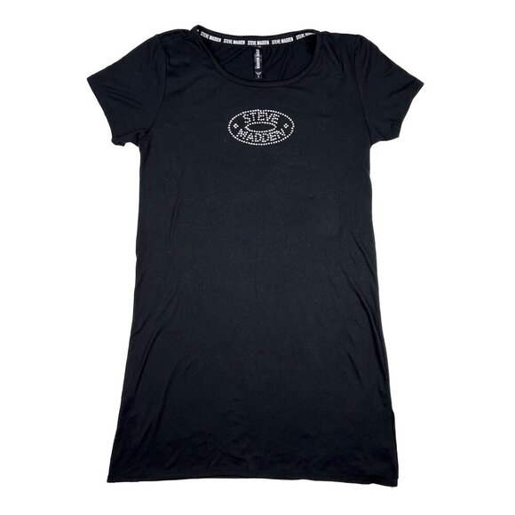 Steve Madden Rhinestone Logo Black Tunic with Side Slits Size S - NWOT - Picture 1 of 4